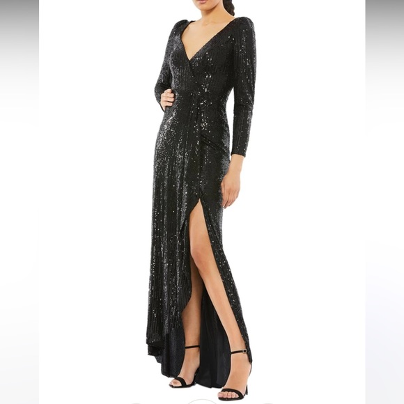 Mac Duggal 26395 Sequin Wrap Evening Gown Size 12 - Picture 1 of 6